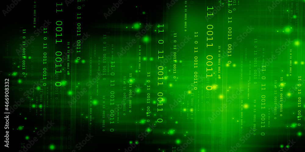 Poster 2d illustration abstract digital binary data on computer screen