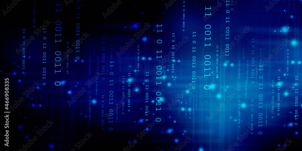 Poster 2d illustration abstract digital binary data on computer screen
