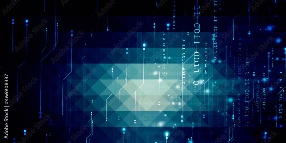 Poster 2d illustration abstract digital binary data on computer screen