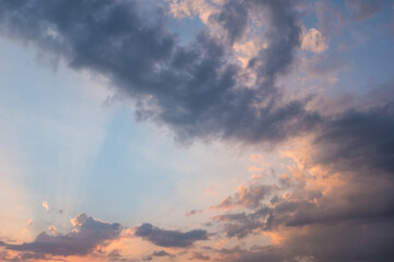 Naklejka na ściany i meble Sky and clouds. Sunset in the summer