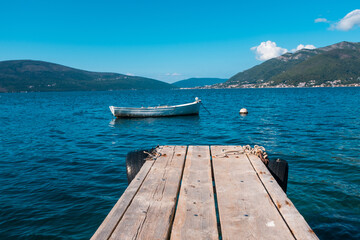 Boat in water. Tivat, Montenegro