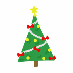 Christmas tree in doodle style. Hand drawn  Christmas element.