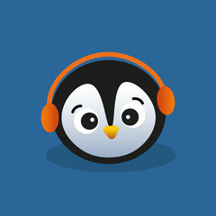 Cute  penguin with headphones