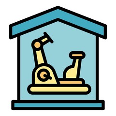 Home sport bicycle icon. Outline home sport bicycle vector icon color flat isolated