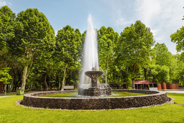 An old fountain in a quiet city park in Yerevan