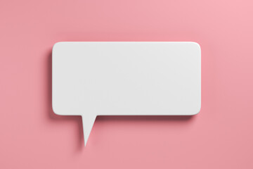 Obraz na płótnie Canvas Empty white social media notification icon on a pink background. 3D rendering