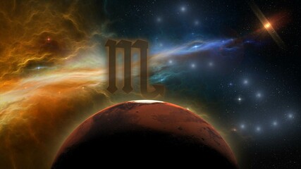 planet mars in scorpio 3d illustration © SN