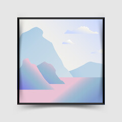 Abstract gradient contemporary mid century modern landscape poster template