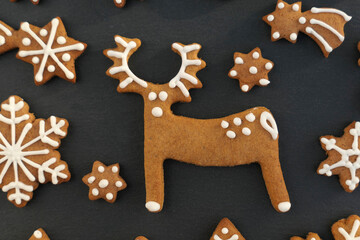 Christmas reindeer, gingerbread cookies.