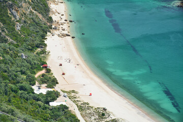 Beach coast view of Atlantic Ocean in Portugal - obrazy, fototapety, plakaty