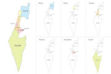 Map of Jerusalem divided to administrative divisions vector