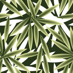 tropical green leaves seamless pattern plants with white shadow behind on pastel background. vector design. cloth texture or wallpaper. Decorative botanical exotic illustration wallpaper. summer 