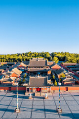 Aerial photography of early morning scenery of Beizi Temple, Xilinhot City, Xilin Gol, Inner Mongolia © Govan