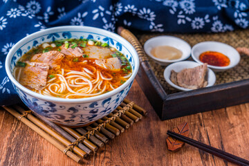 A bowl of Lanzhou ramen noodles in Lanzhou, Gansu, China