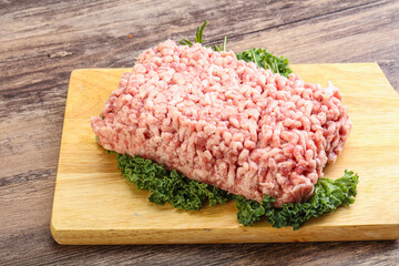 Raw pork minced meat for cooking