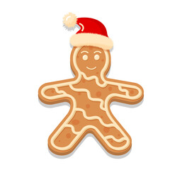 Gingerbread man. Christmas icon. Sweet homemade glazed biscuit.