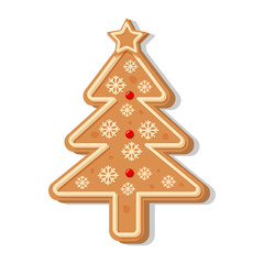 Christmas gingerbread tree. Sweet homemade glazed biscuit.