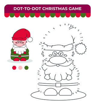 Dot-to-dot game for children, Christmas children game, Santa Claus