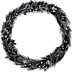 Hand sketch christmas wreath. Vector illustration