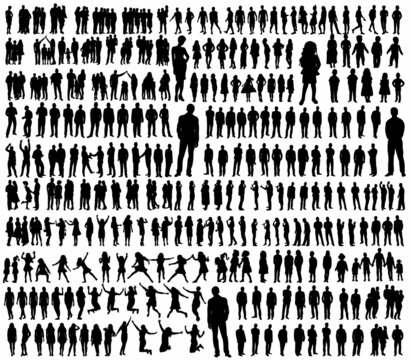 people set silhouette, isolated, vector
