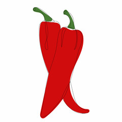 red bell pepper continuous line drawing isolated, vector