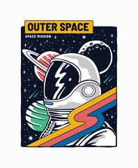 An astronaut in space. Vector illustration for t-shirt prints, posters and other uses.