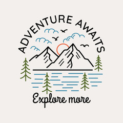 Vector line art outdoor badge. Perfect for t-shirt prints, posters and other uses.