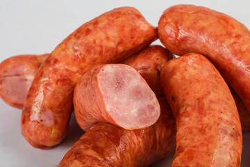 Natural meat sausages with minced meat