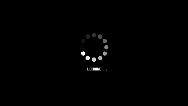 Loading screen animation - Animated spinning wheel icon with text and alpha background.