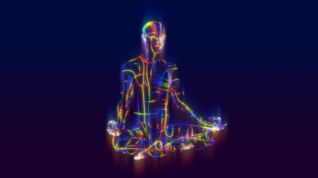 looped 3d animation of nadi - energy channels in the human body.