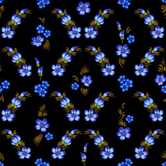 Cute vector botanical seamless pattern. Small daisies ornament. Wildflowers in vintage style. Cartoon floral background for simple design, textile, fabric, wallpaper.