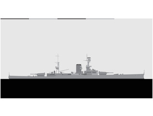 HMS FURIOUS. Royal navy light battlecruiser. Vector image for illustrations and infographics