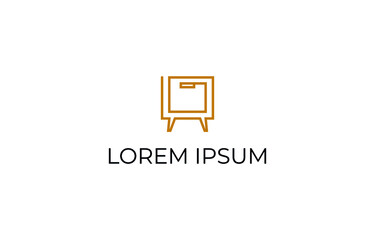 Logo - bedside table. Logotype for store with furniture