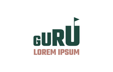 Logo made from world "Guru". Winner logo, victory, goal achievement