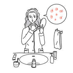 お肌のトラブルに悩む女性　ニキビ