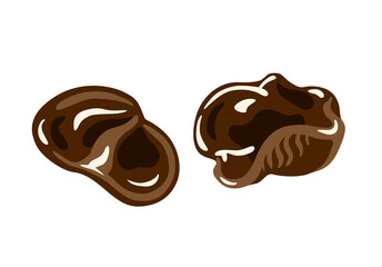 Chinese Black Mushrooms. Wood ear, cloud ear, jelly fungus. Soaked dry auricularia polytricha. Asian cuisine ingredient. Healthy vegetarian food. Flat hand drawn vector illustration.