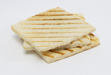 Three slices of white toast bread