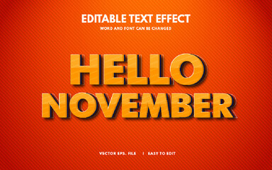 Fototapeta na wymiar hello November editable text effect