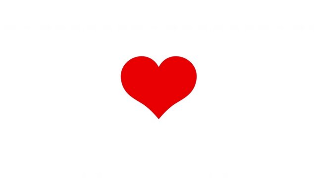 Red heart beat icon animation on a white background. Concept for valentine's day and mother's day. Love and feelings.