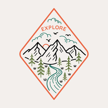 mountains landscape explore badge design clip art preview