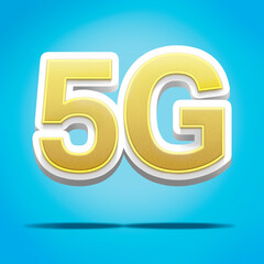 5G symbol typography in colour with 3d shading. Social media content ready.