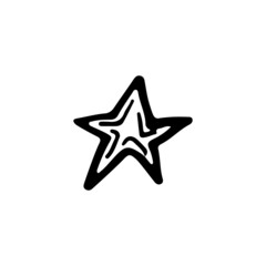 Star decoration element for holiday party. Hand drawn line vector illustration in doodle style.