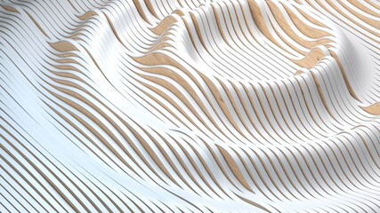 Colored wave, background, 3d illustration, rendering. Stylish wave. Divergence of waves.