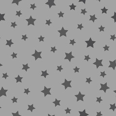 A simple star pattern. Gray background, dark gray stars. Print is well suited for textiles, Wallpaper, packaging.