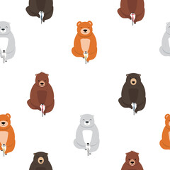 cute bear on a bicycle seamless pattern