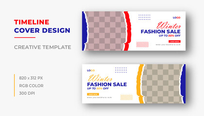 Facebook cover template, Modern creative Fashion sale facebook cover, facebook timeline cover design, Template banner for social network	