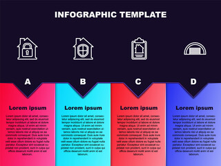 Set line House under protection, , contract and Garage. Business infographic template. Vector