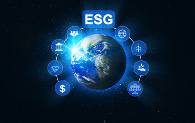 Sustainable development goals and plan.Using technology of renewable resource to reduce pollution.Elements of this image by NASA