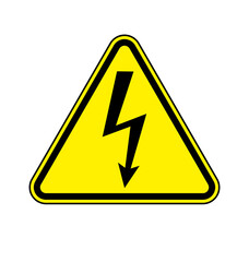 high voltage lightning arrow yellow triangle sign