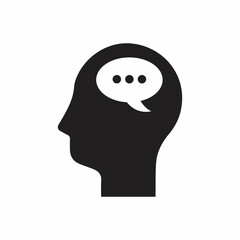 Head think concept icon design. Message talk sign